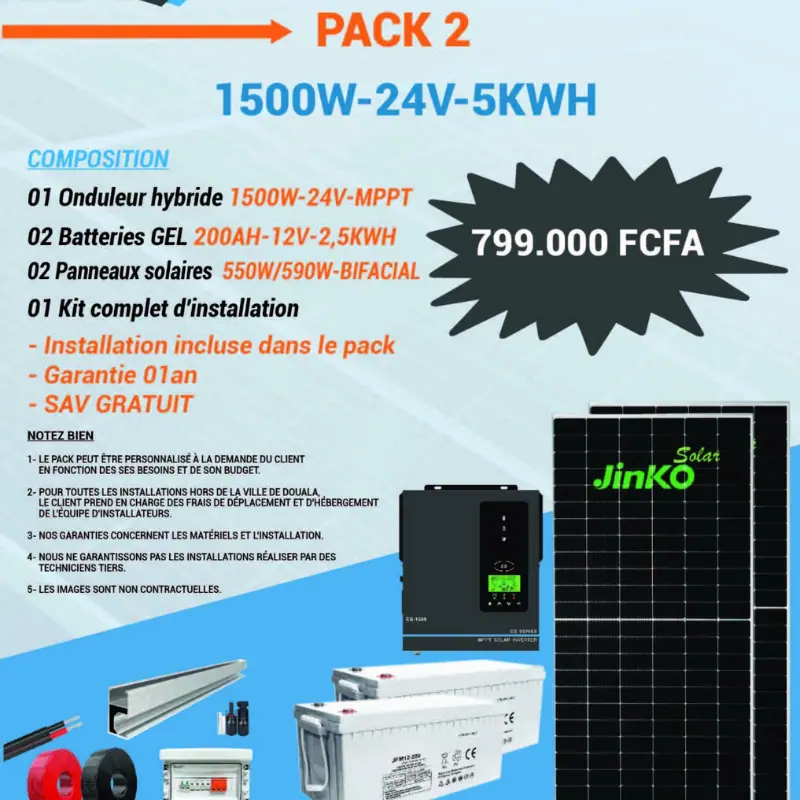 PACK 2 : 15000W-24V-5KWH