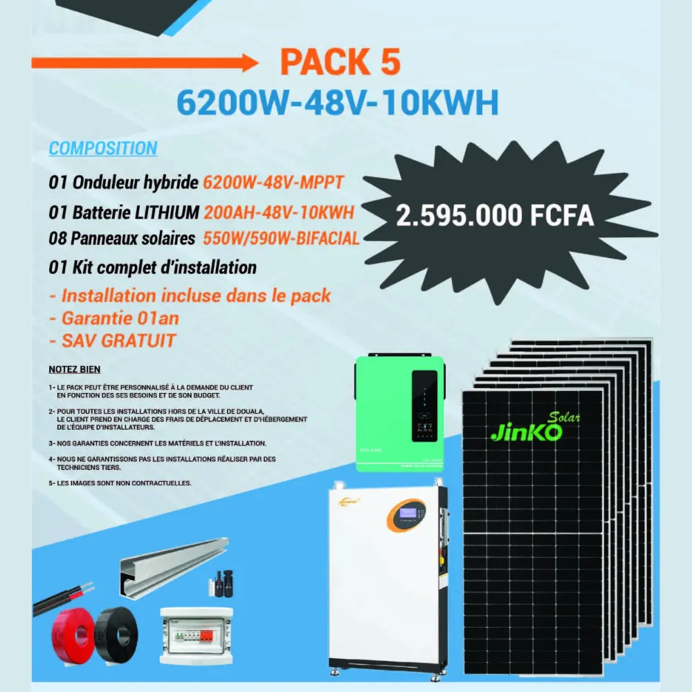 PACK 5 : 6200W-48V-10KWH