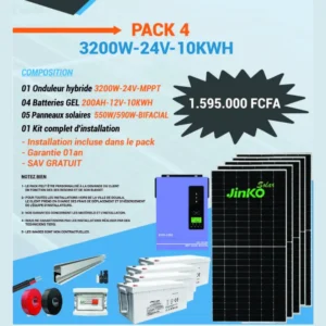 PACK 4 : 3200W-24V-10KWH
